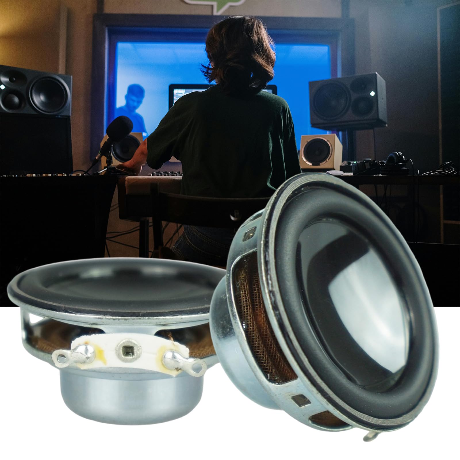 2Pcs 40MM 4Ohm 5W Portable Speakers 1.5inch 16 Cores Small Full Ranges Rubber Side Inner Magnetic Speakers Replacement