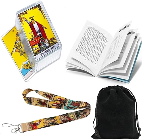 Juego de cartas de tarot clásicas cartas de tarot baraja inglés-español con estuche transparente y libro de instrucciones en español folleto manual