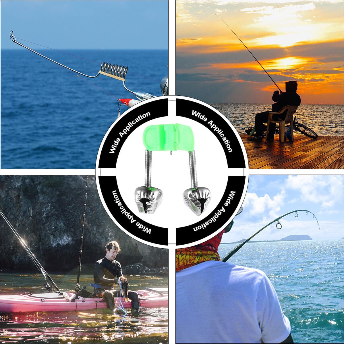 Campana de Alarma de Pesca para Caña, 100 Piezas Verde