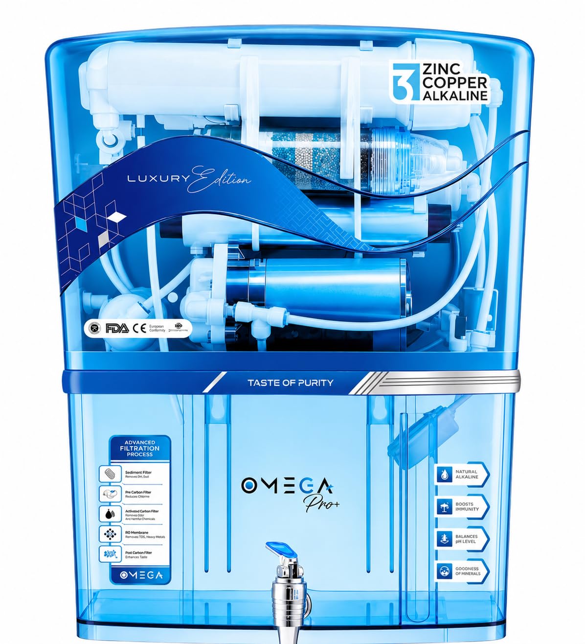 Aqua Premium Domestic Water Purifier for Home (RO+ LED UV+ BIO COPPER+ + ALKALINE+ HIGH TDS MEMBRANE+ TDS CONTROLLER) 12 Litres Storage Tank-image-5