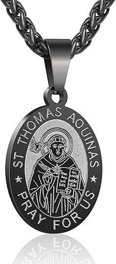 P. BLAKE Oval Saint Christopher/Michael/Joseph/Jude/Virgin Mary/Joseph/Francis/Patrick/Anthony/Benedict/Thomas Necklace for Men Women, Stainless Steel Catholic Patron Pendant with Chain 24 Inches