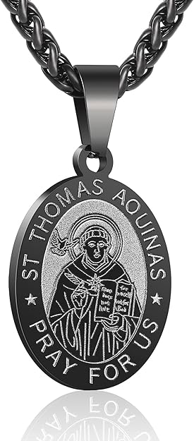 P. BLAKE Oval Saint Christopher/Michael/Joseph/Jude/Virgin Mary/Joseph/Francis/Patrick/Anthony/Benedict/Thomas Necklace for Men Women, Stainless Steel Catholic Patron Pendant with Chain 24 Inches