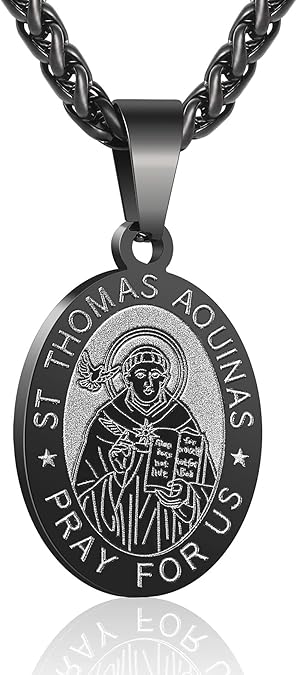 P. BLAKE Oval Saint Christopher/Michael/Joseph/Jude/Virgin Mary/Joseph/Francis/Patrick/Anthony/Benedict/Thomas Necklace for Men Women, Stainless Steel Catholic Patron Pendant with Chain 24 Inches