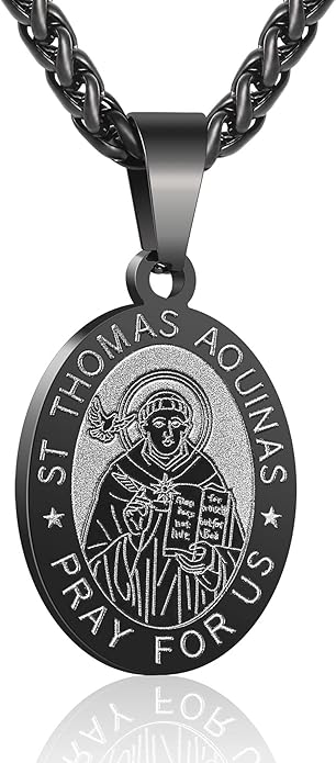 P. BLAKE Oval Saint Christopher/Michael/Joseph/Jude/Virgin Mary/Joseph/Francis/Patrick/Anthony/Benedict/Thomas Necklace for Men Women, Stainless Steel Catholic Patron Pendant with Chain 24 Inches