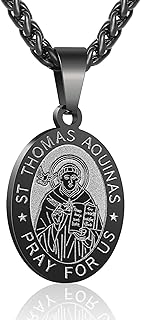 P. BLAKE Oval Saint Christopher/Michael/Joseph/Jude/Virgin Mary/Joseph/Francis/Patrick/Anthony/Benedict/Thomas Necklace for Men Women, Stainless Steel Catholic Patron Pendant with Chain 24 Inches