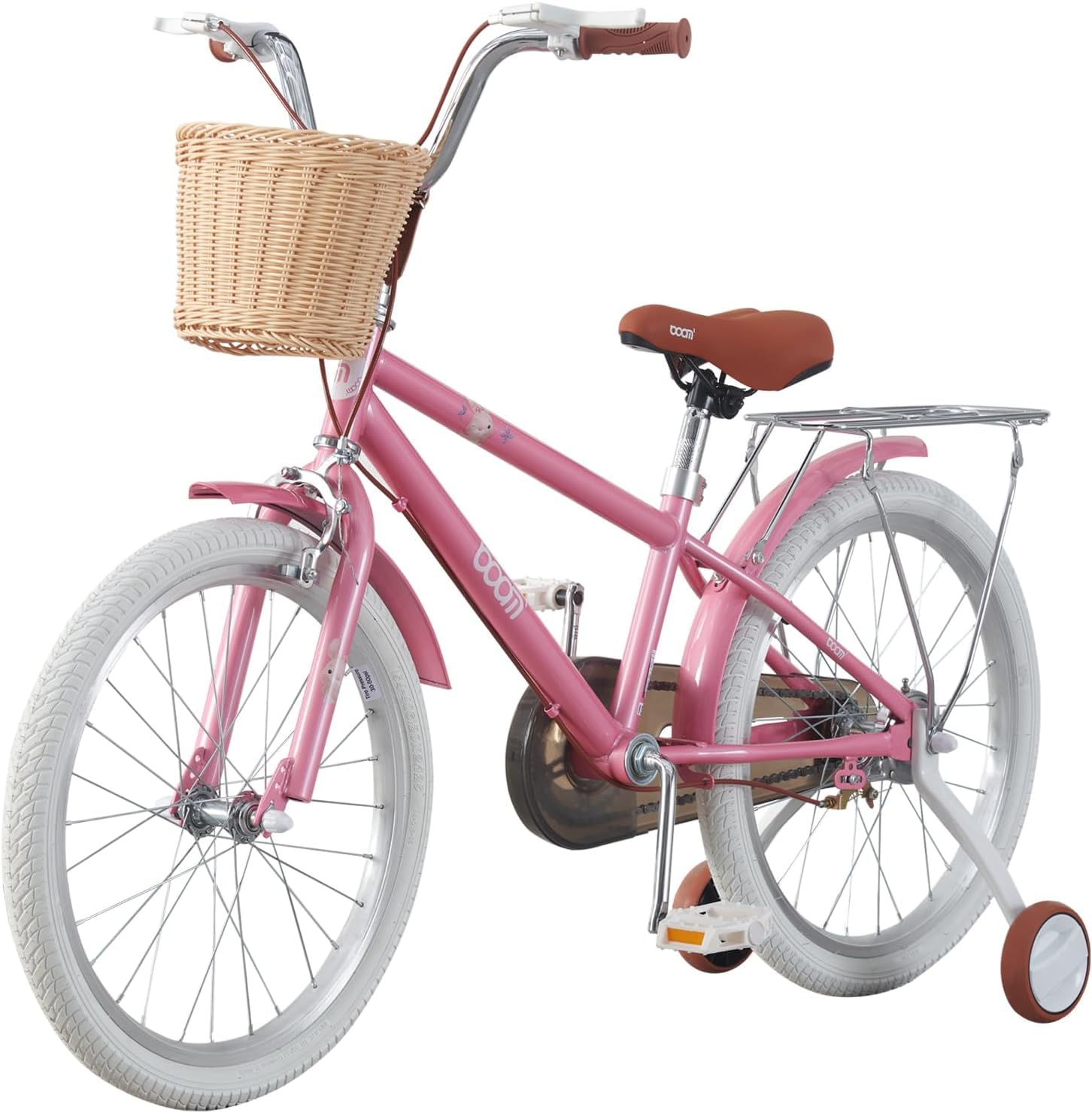 BSTSEL Kids Bike 12" 14" 16" 18" 20" 22“ Pink Baby Girls Children Bicycle with Basket, Rear Bracket, Silent Stabilizers and Double Brakes Ages 5-12 Years Old 16-20 inch Girls Bike Gift (16 inch)