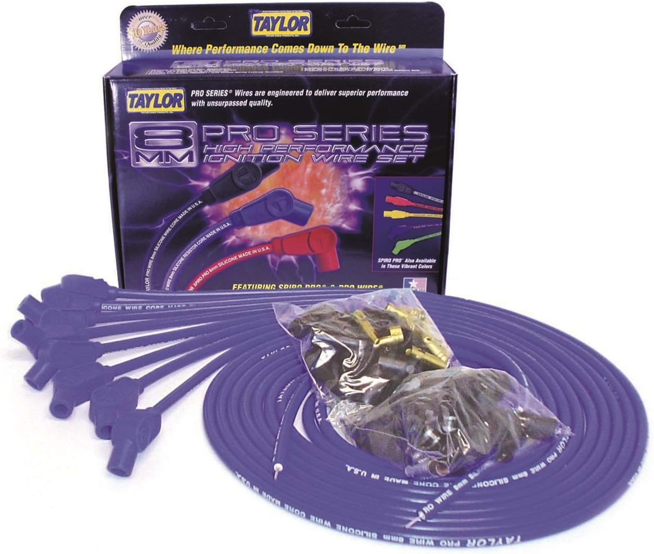 Taylor Cable 70652 8mm Pro Wire Blue Spark Plug Wire Set