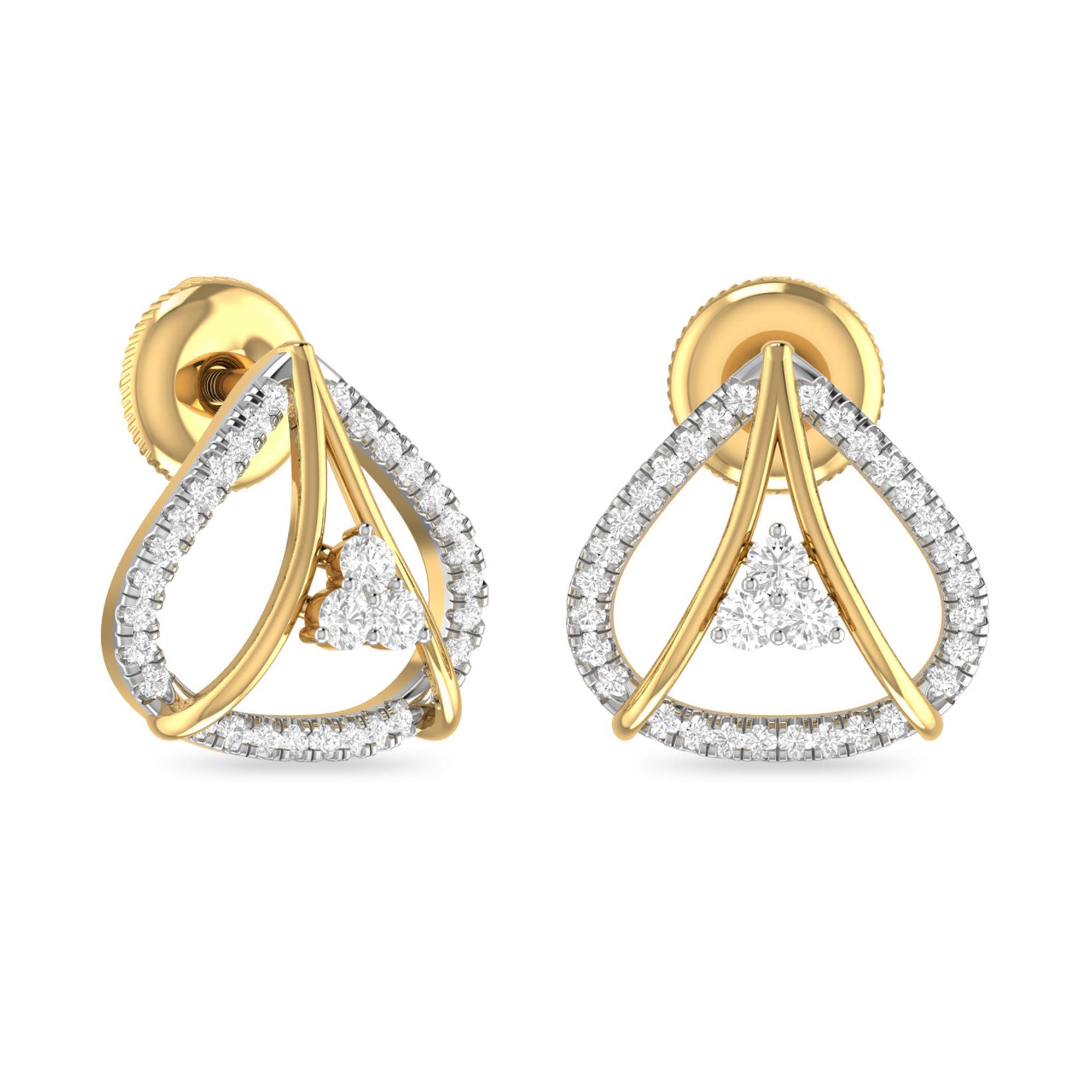 Yellow Gold and Solitaire Stud Earrings for Women-image-44