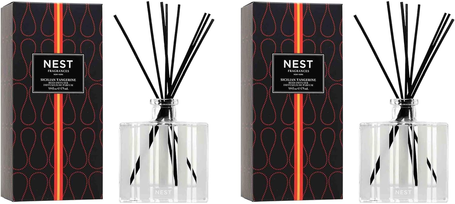 NEST Fragrances Sicilian Tangerine Reed Diffuser Duo Set, 5.9 Fluid Ounces, 2 Count