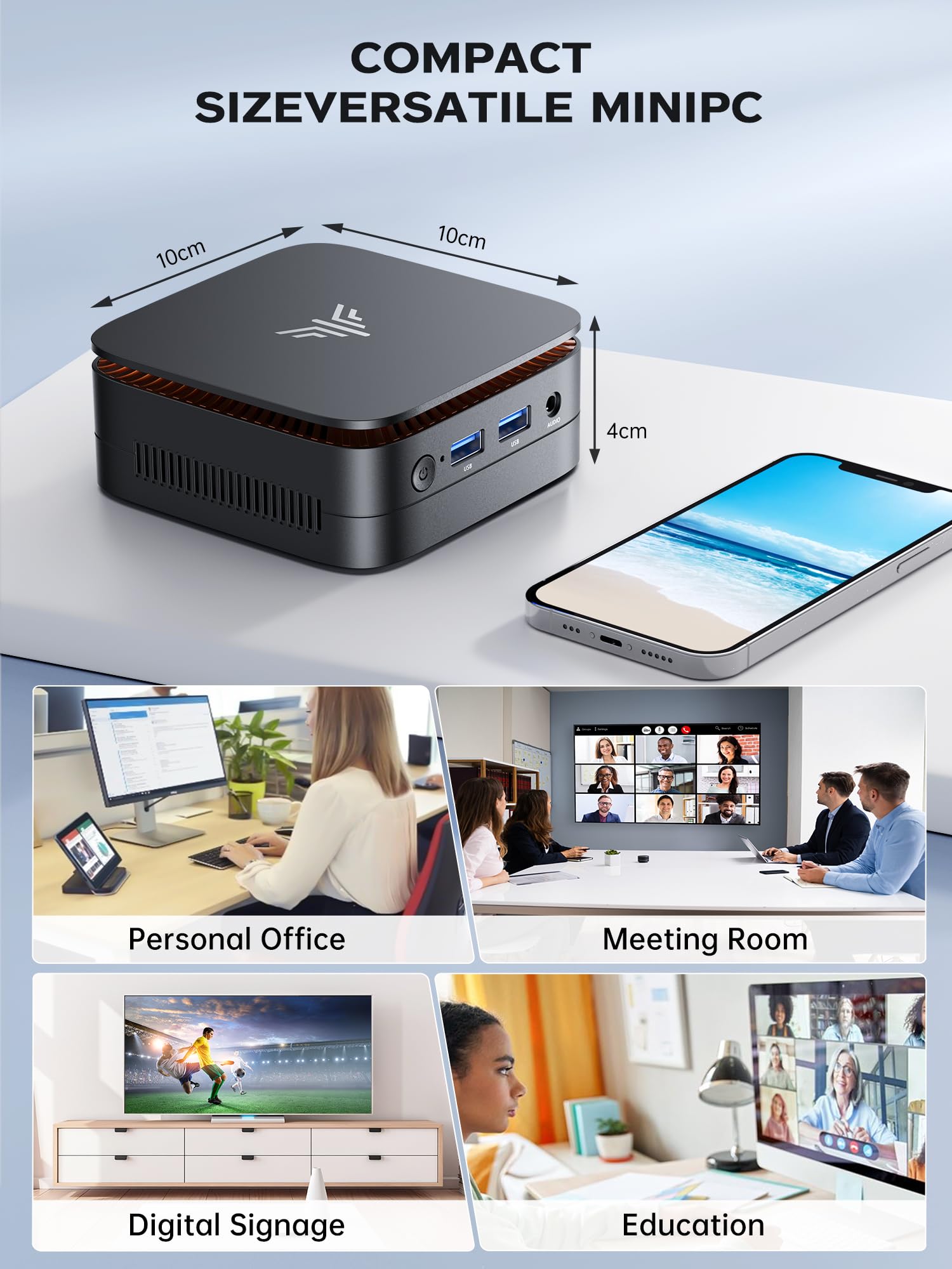 ACEMAGICIAN E1 Mini PC, Ιntel Alder Lake-N N95(3,4 GHz) 16GB DDR4 512GB SSD M.2 Mini Ordenador, HDMI 2.0+DP 1.4, BT4.2/WiFi 5/Gigabit Ethernet Fur Business — view 6