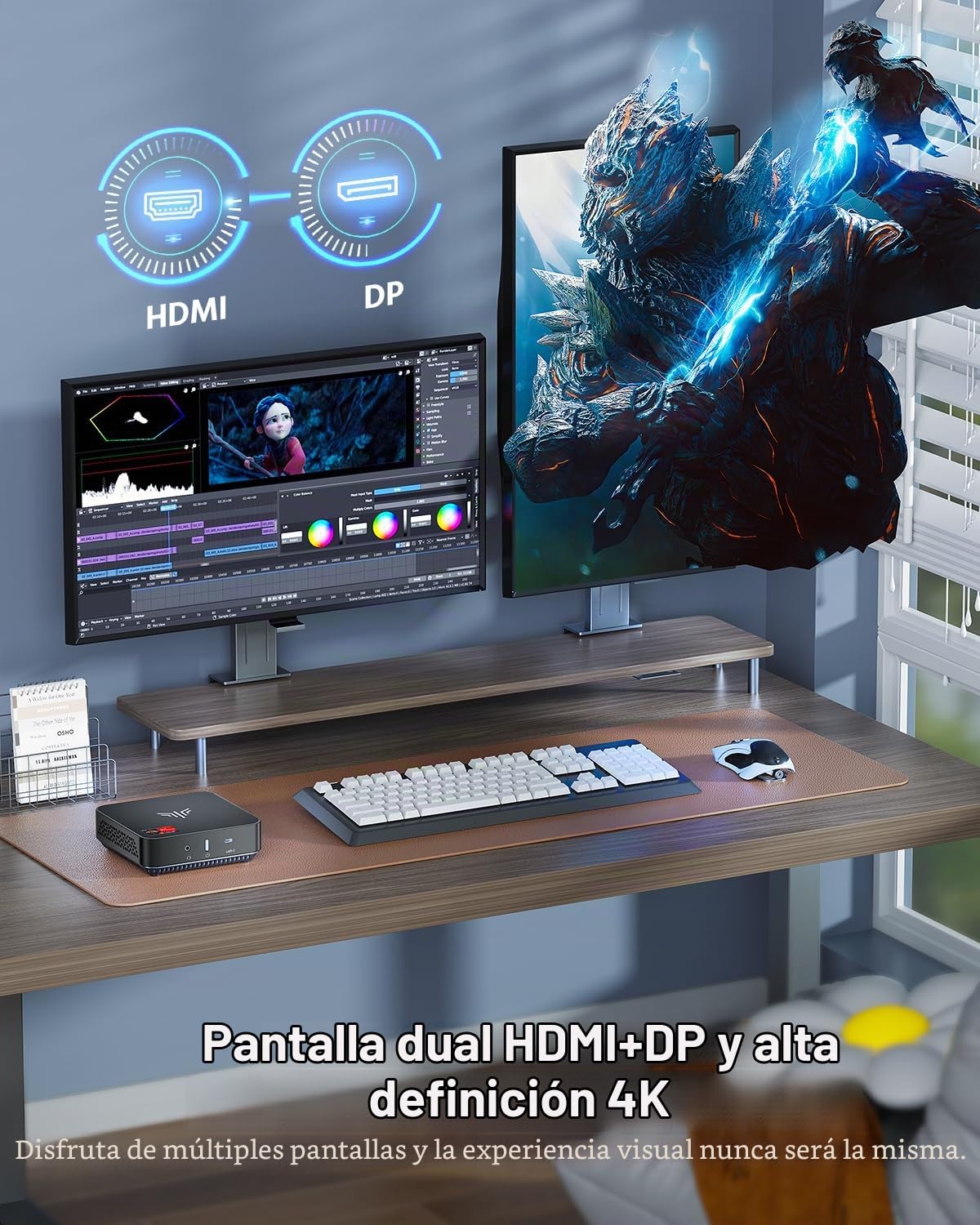 NiPoGi AM02PRO Mini PC, AMD Ryzen 7 5700U(hasta 4.3GHz, 8C/16T), 16GB RAM 512GB NVMe SSD Mini Ordenador de Sobremesa para Oficina,Cine en casa,Empresas【DP+HDMI/WiFi 6/Bluetooth 5.2/USB-C】