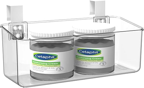 vacane Plastic Over Cabinet Door Organizer with Removable Hooks, Clear Hanging Baskets for Organizing Over the Cabinet Organizer Holder for Kitchen,