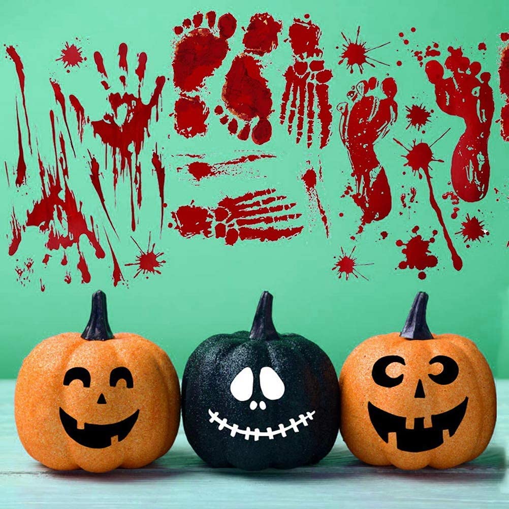 Amazon.co.jp: ホラー ハロウィン ステッカー 血の手形 血の足形 血痕