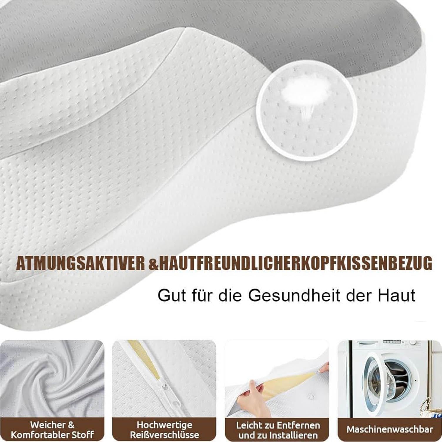 Pillowdaddy Memory Foam Nackenstützkissen Antischnarchkissen Ergonomisch Atmungsaktiv Waschbar Gray