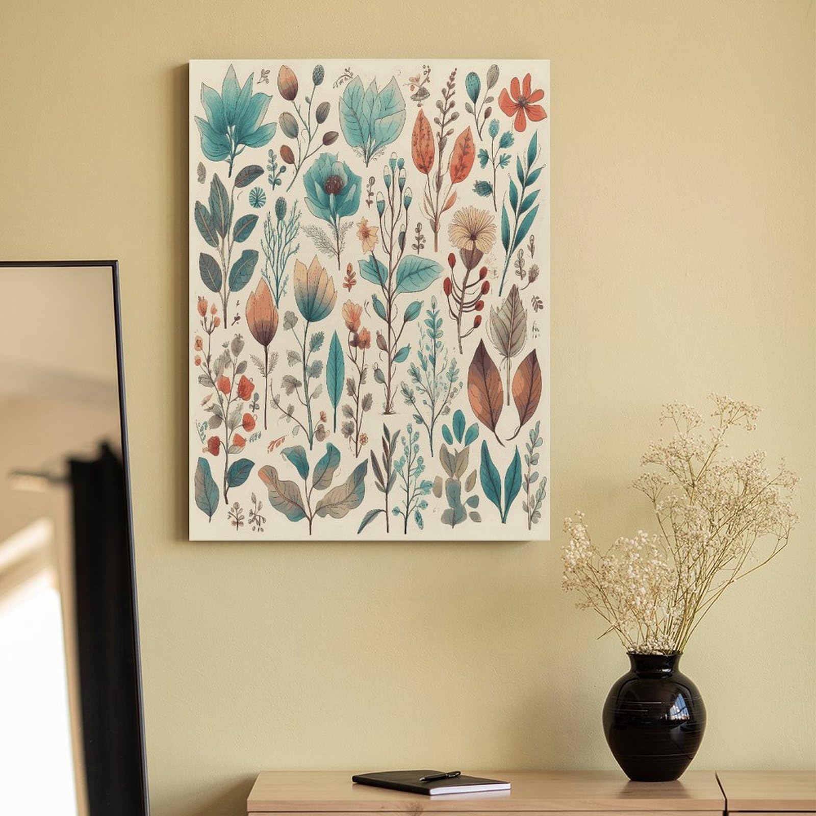 LPAGBCNU Malen nach Zahlen mit Blumen und Blättern, Set für Erwachsene, Anfänger, Erwachsene, Malen nach Zahlen, Kits auf Leinwand, DIY-Acryl-Ölfarben, Malerei mit Pinseln für Geschenk, Heimdekoration