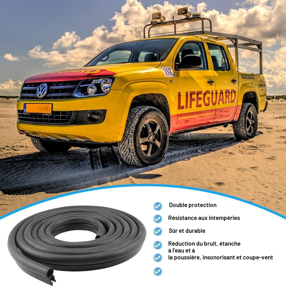 Joint de Porte de Voiture, Profil de Protection des Bords avec Joint Supérieur, pour Voitures, Bateaux, Camping-Cars, Camions et Applications Domestiques, Protection Contre les Intempéries (6M)