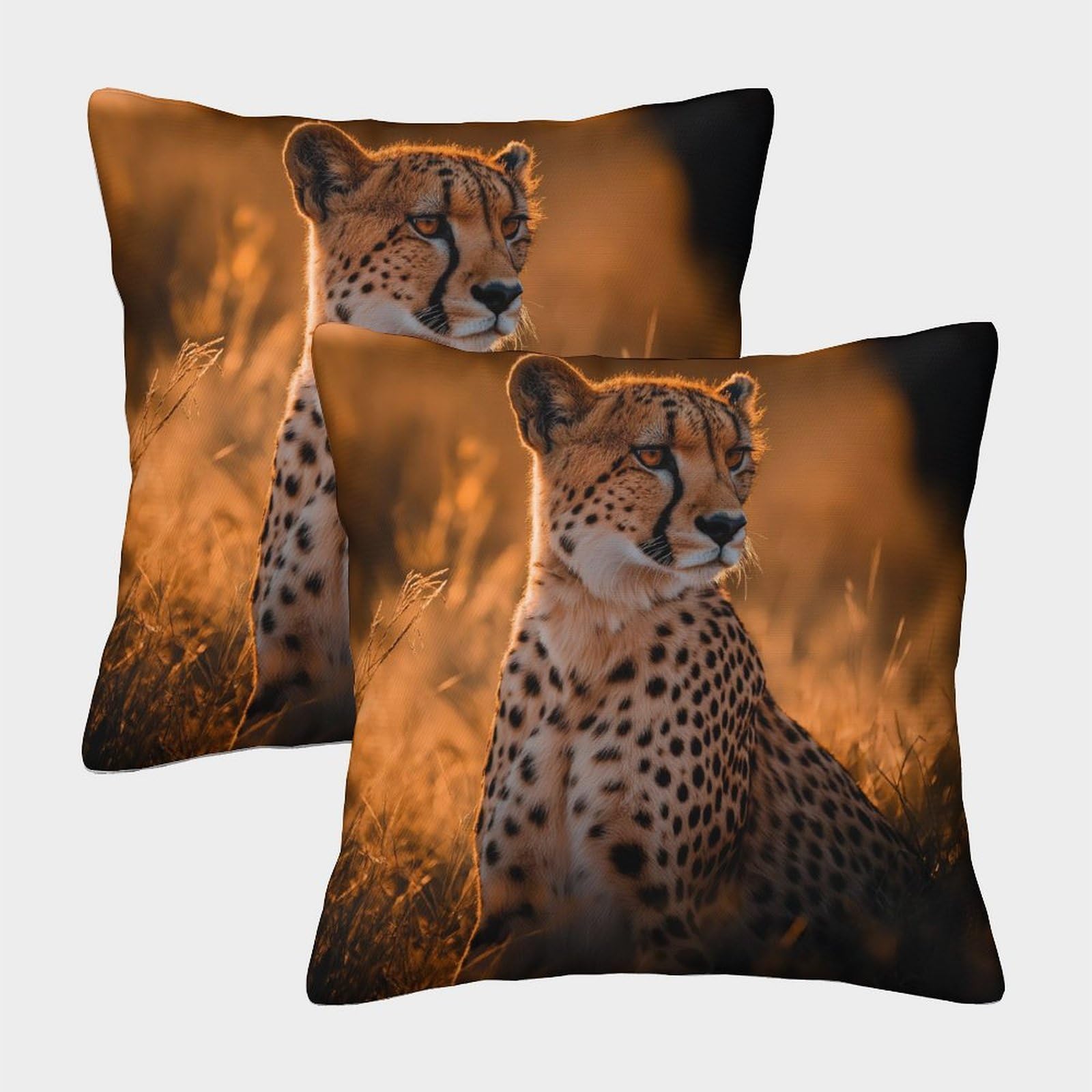 kaiyun 2 Pack 3D African Savannah Cushion 3D Cheetah Soft Touch Pillowcase,sofa Chair Home Furnishings 40x40cm