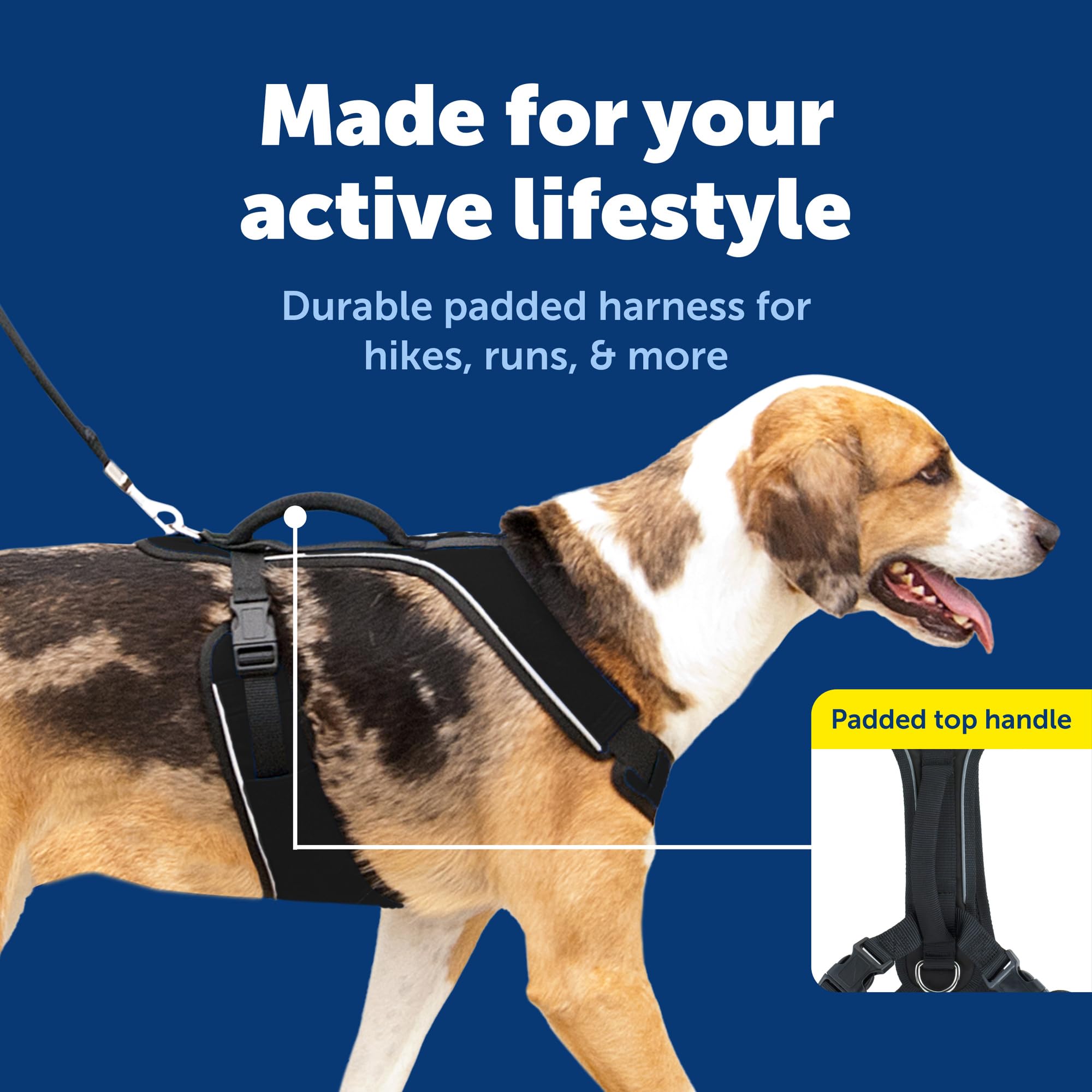 PetSafe EasySport, Pettorina per cani, pettorina regolabile imbottita con maniglia di controllo e bordino riflettente, L, nero