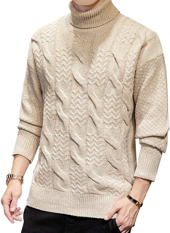 Amazon ニット セーター メンズ タートルネックセーター クルーネック 冬服 長袖 暖かい 防寒 春秋冬 通勤 ロング セーター ハイネック見えニットbeige Xxxl セーター 通販