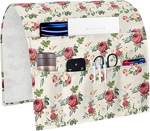 LBCASA Sofa-Armlehnen-Organizer - Weiß Mit Taschen Für Fernbedienung & Mehr