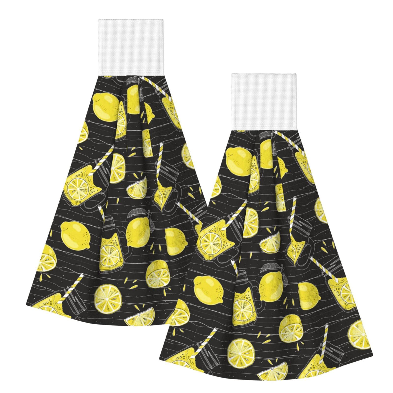 Noble Ren Lemon Soda Graffiti Hand Towel Hanging Kitchen Towel Velcro Dry Towel Highly Absorbent Suitable For Bathroom/Living Room/Toilet