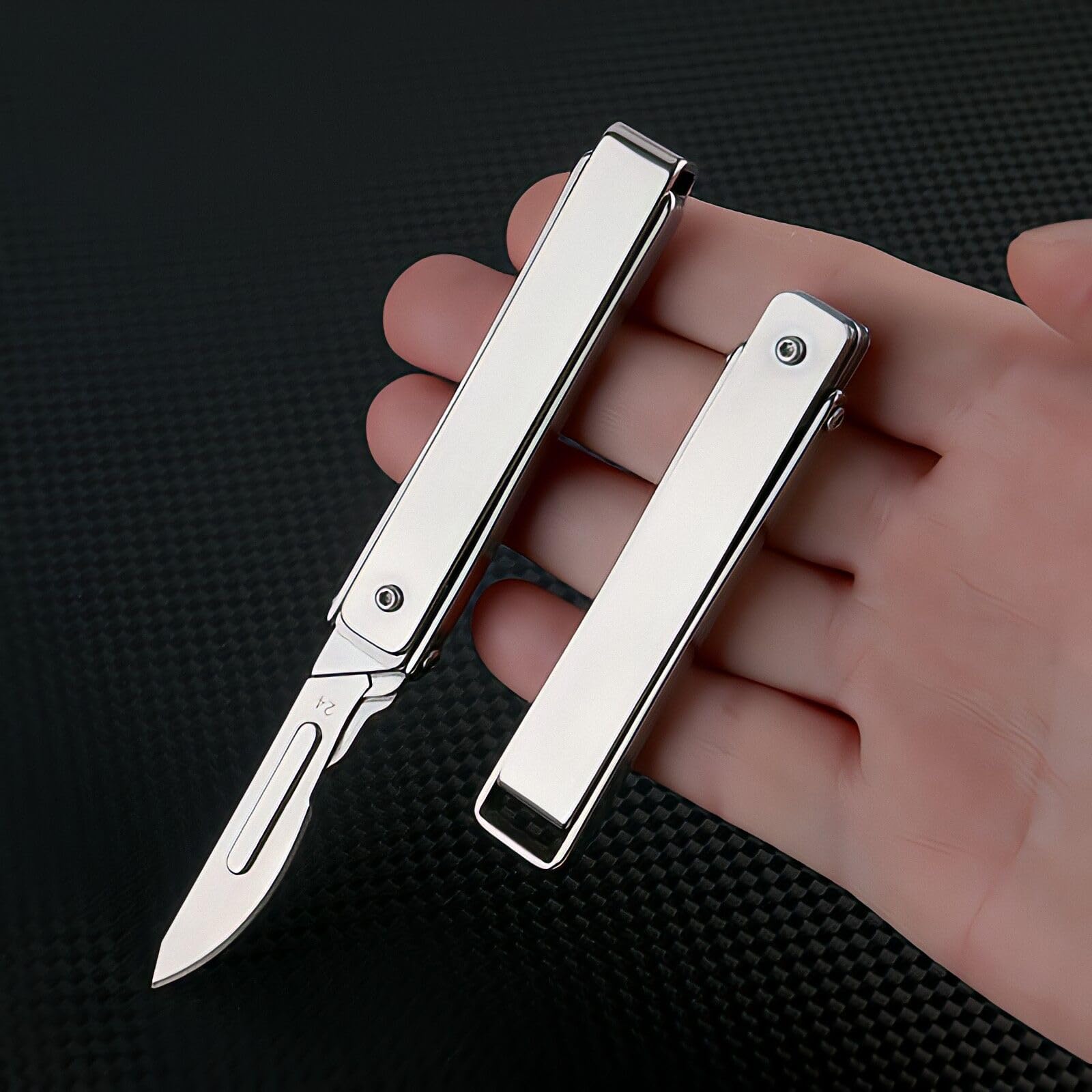 VIREN Klappmesser Mit 6 Austauschbaren Skalpellklingen – EDC-Messer Für Outdoor, Jagd & Camping