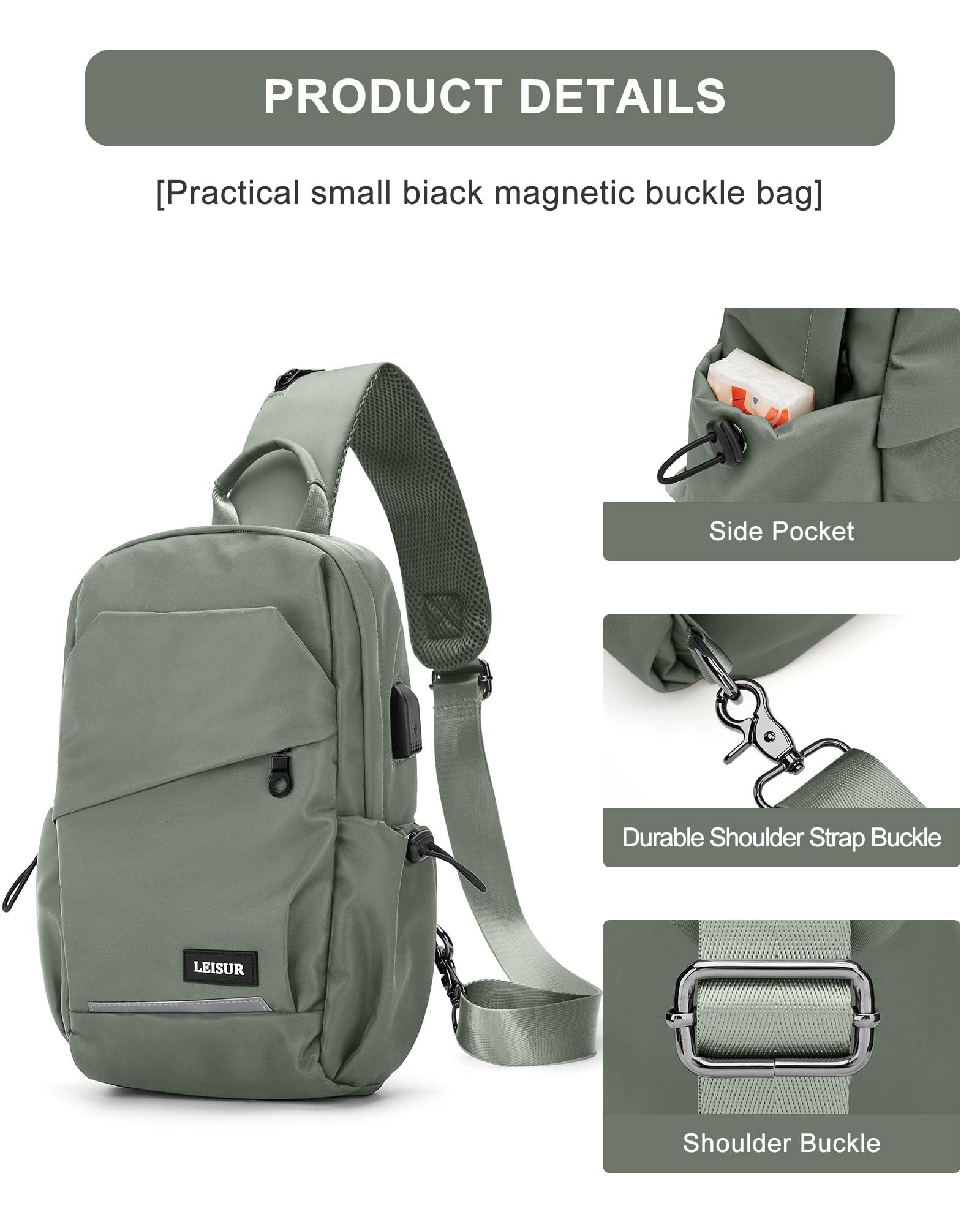 SEAFEW Sling Tactical Backpacks, A0-green, Sling Backpacks - Image 3