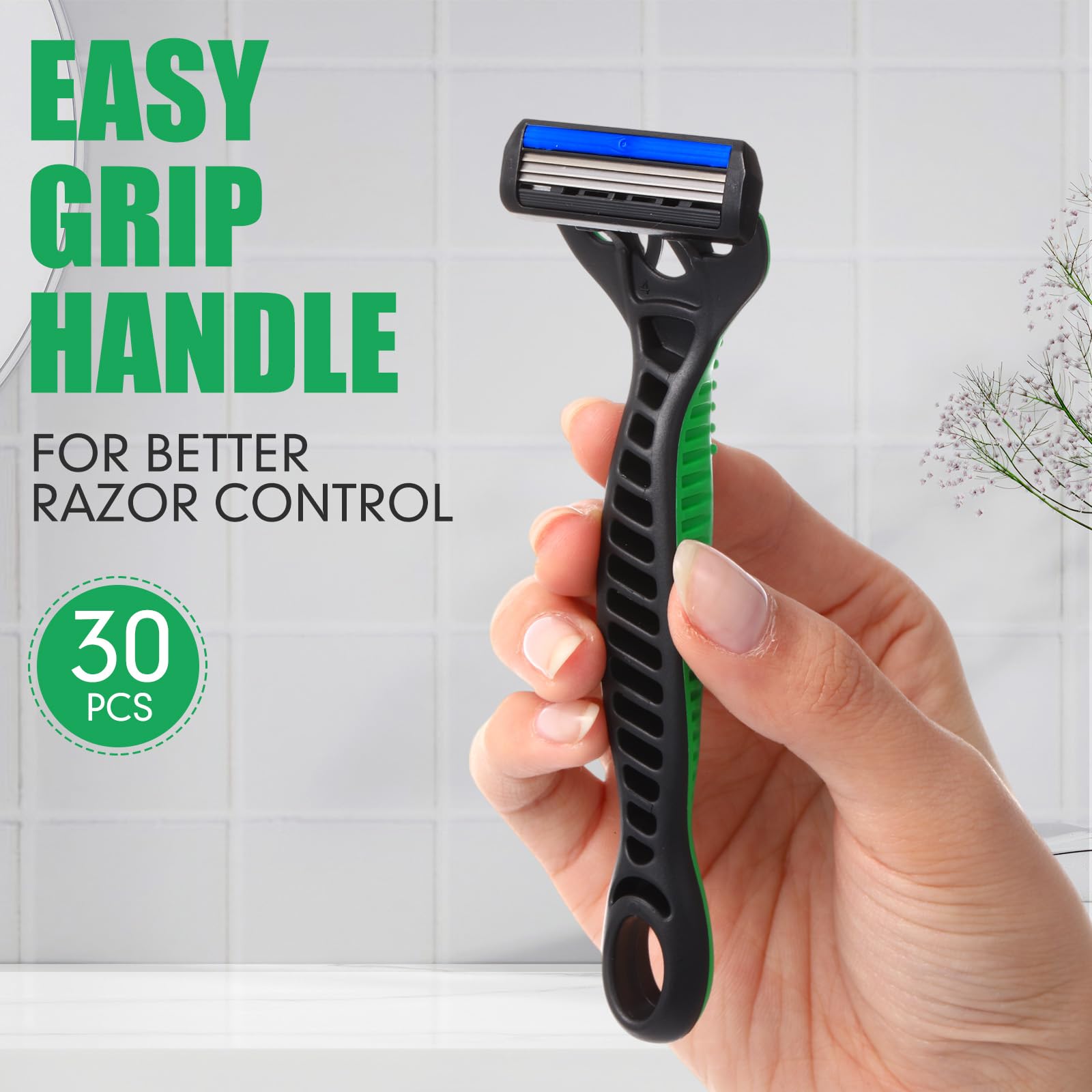 Juego de 36 maquinillas de afeitar desechables de 3 cuchillas a granel para hombre, maquinillas de afeitar desechables sensibles, maquinillas de afeitar de viaje para hombres, maquinilla de