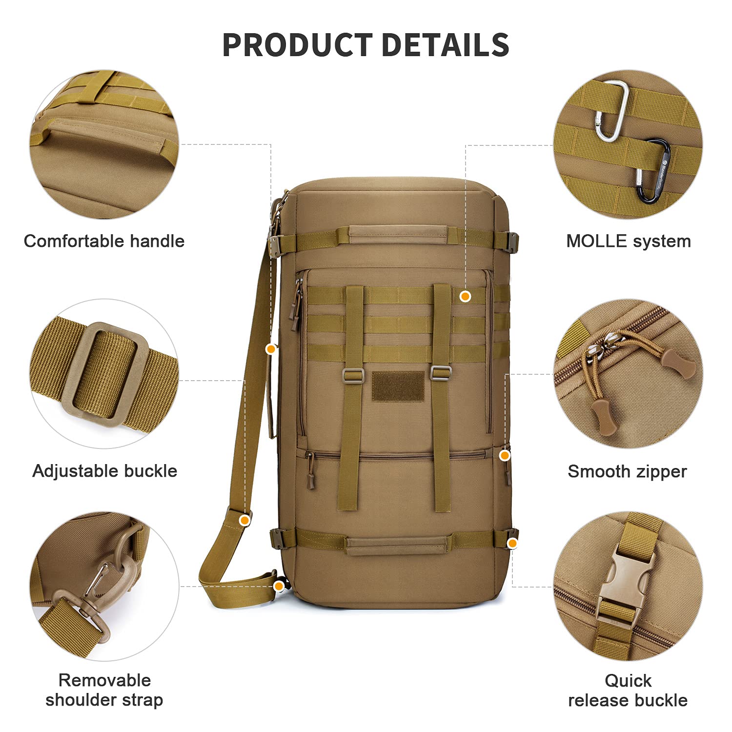 Selighting Taktischer Rucksack 40L/50L/55L Wasserdicht Molle Wanderrucksack Trekkringrucksack fur Outdoor Wandern Trekking Camping