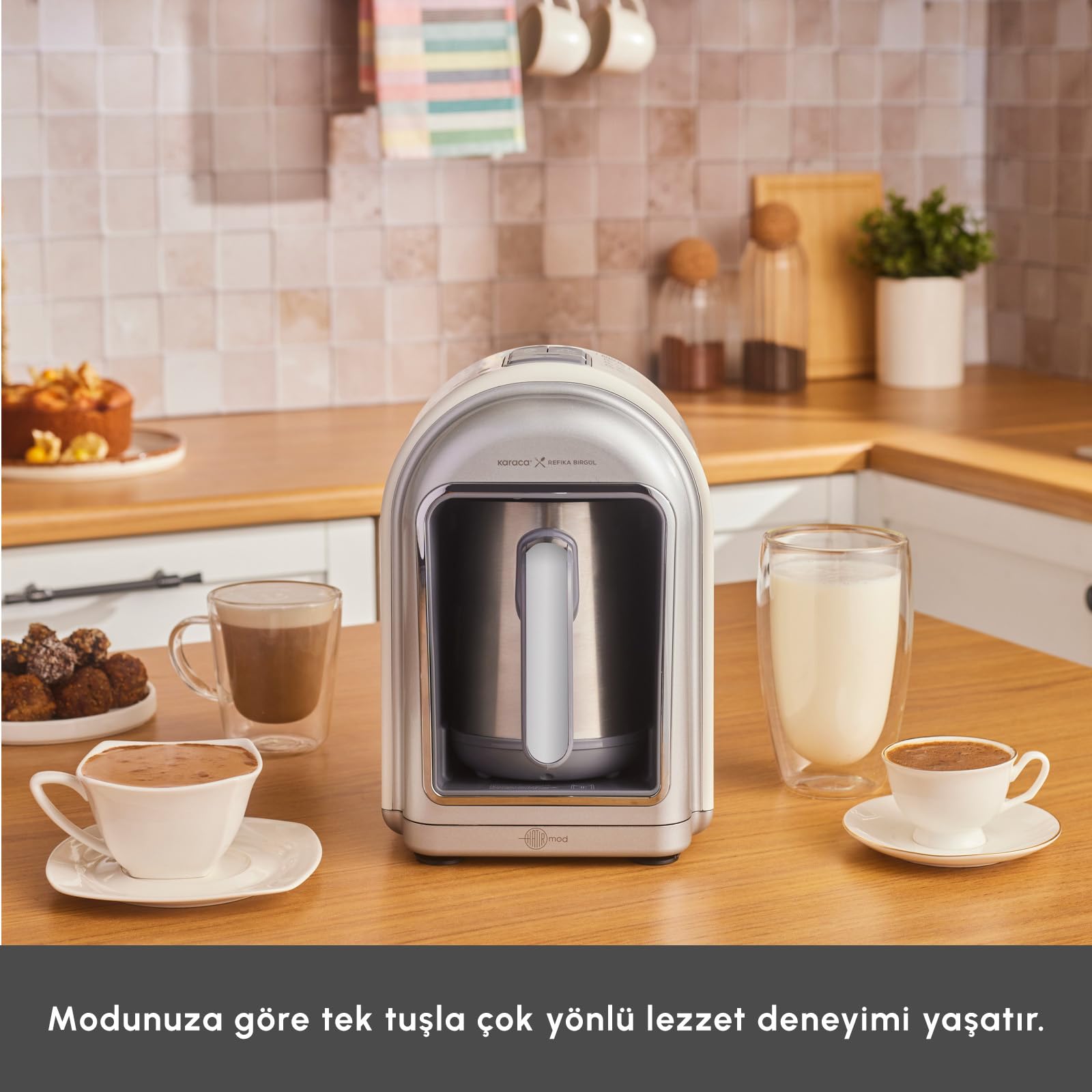 Karaca x Refika Hatır Mod Sütlü Çelik Cezveli Türk Kahve Makinesi Swiss Cream