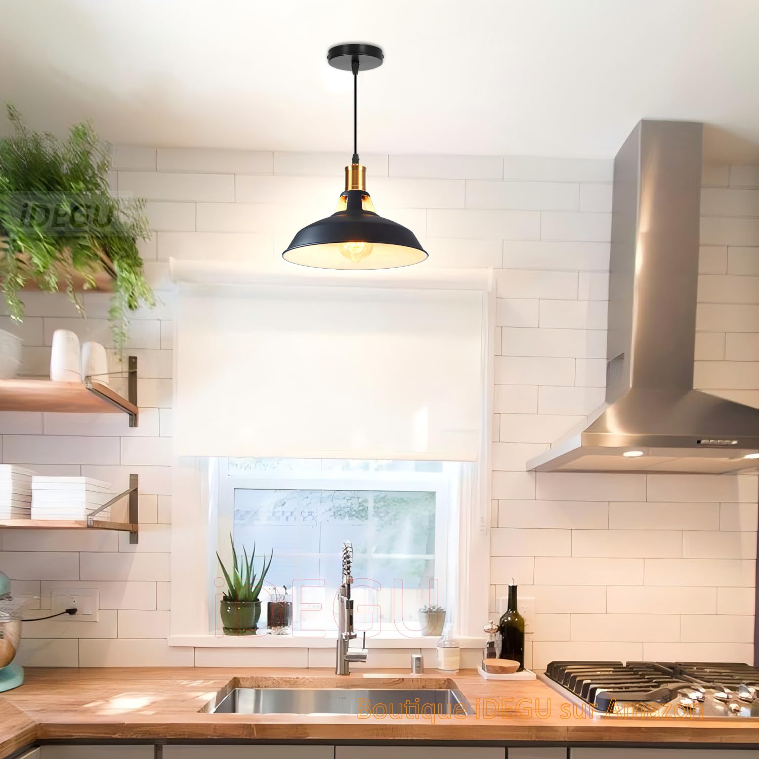 Lampadario Sospensione Vintage Industriale - 3 Pezzi, Nero, Diametro 27cm, Portalampada E27, Per Cucina/Soggiorno - Foto 11