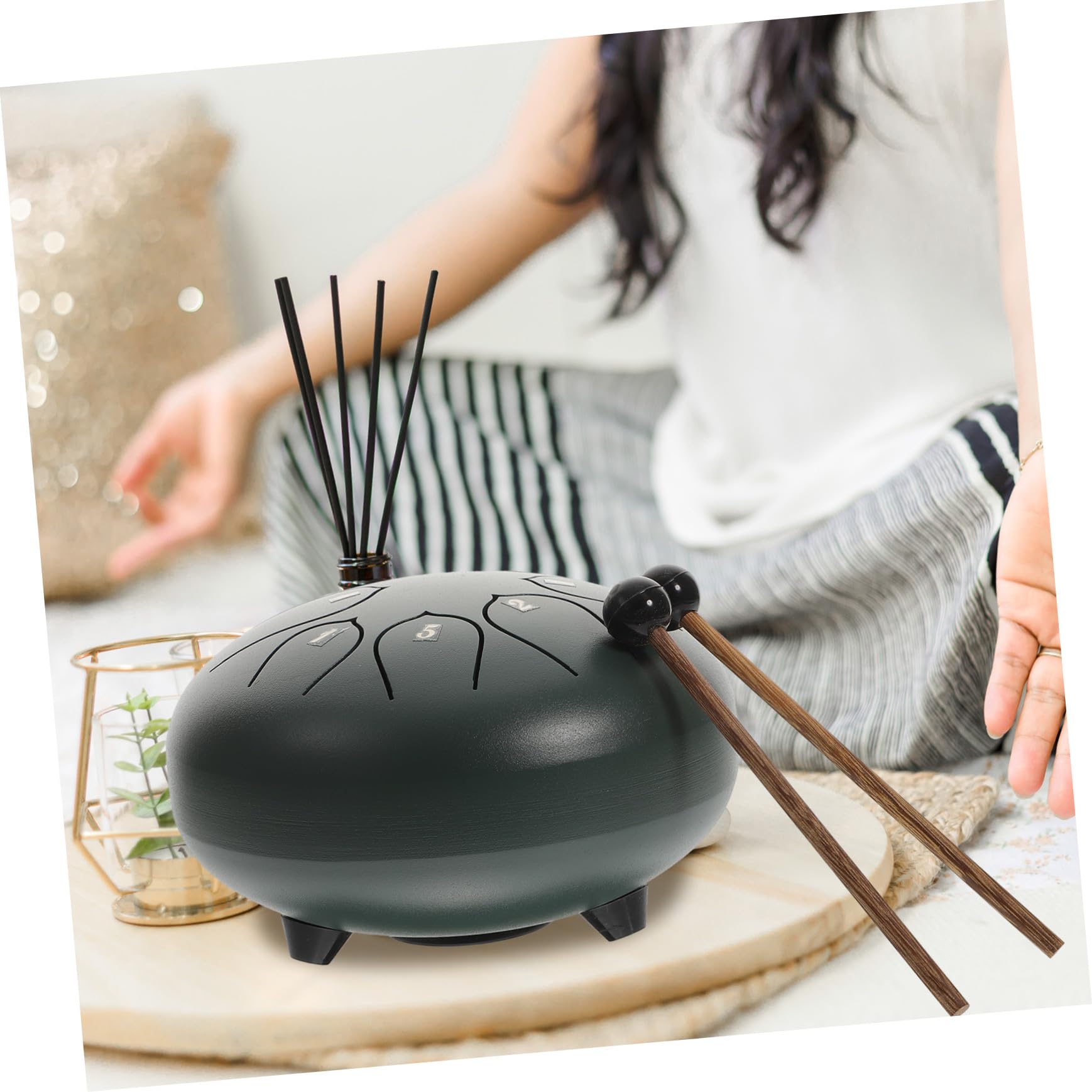 Mikinona de Lengüeta de Acero Portátil Notas Completo con Palillos y Accesorios Instrumento Percusión Étereo para Meditación y Educación Musical