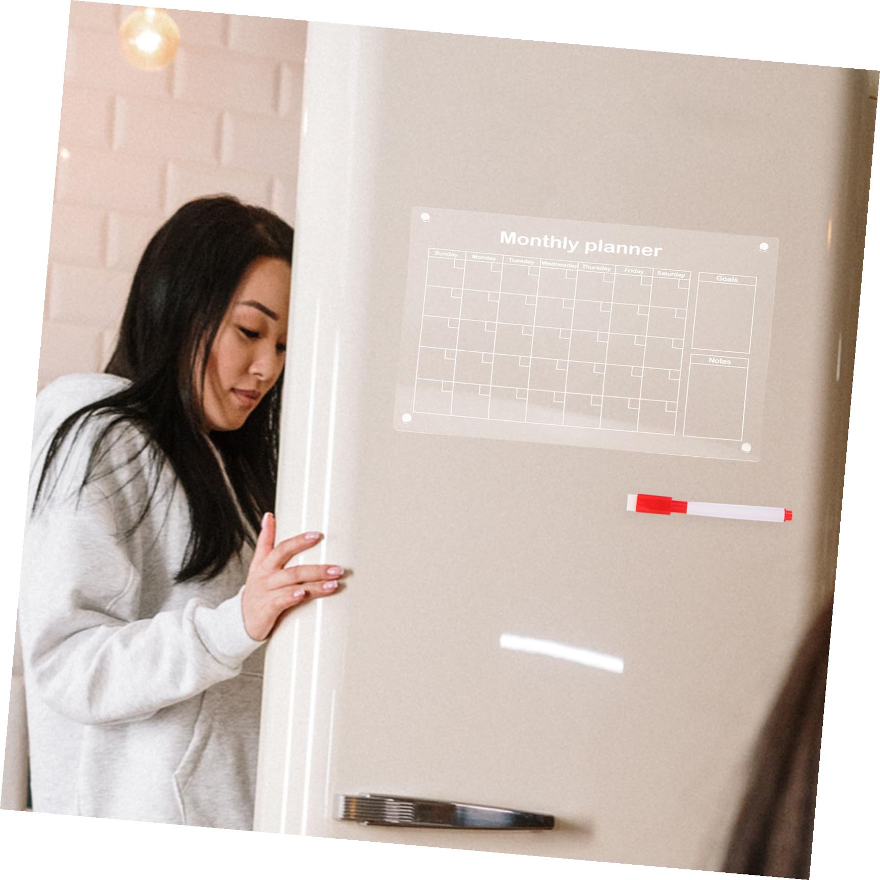 STOBOK Kühlschrankplaner aus Acryl Abwischbarer Magnetkalender Nachrichtenboard Terminplanungstafel Whiteboard für Kühlschrank Wiederverwendbare Liste