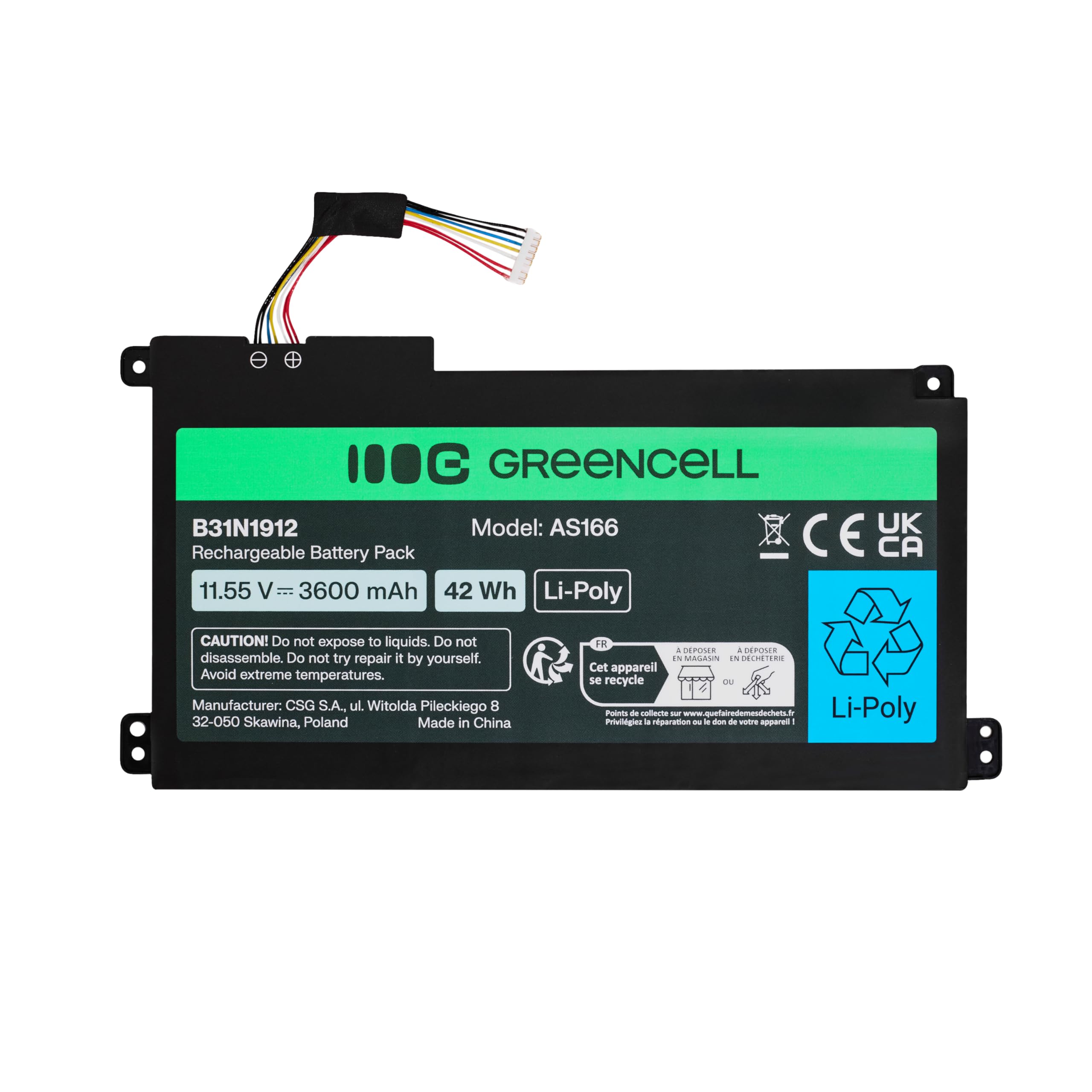 Green Cell Laptop-Akku 11,55V 3600mAh 42Wh Li-Poly für ASUS VivoBook 14, 15, E410MA, L410MA, E410KA, E510MA, F414MA, L510MA, E510KA, E510MA – Lange Laufzeit, Hohe Lebensdauer, Präzise Passform
