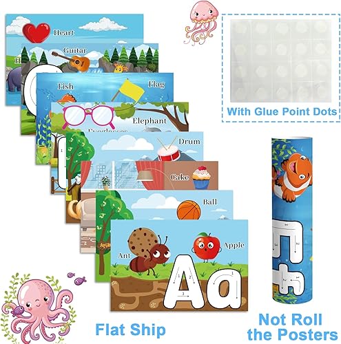Miniatura 4 de gisgfim 26 alfombrillas de aprendizaje de letras del alfabeto, suministros de actividades educativas y de aprendizaje, alfabeto educativo ABC para