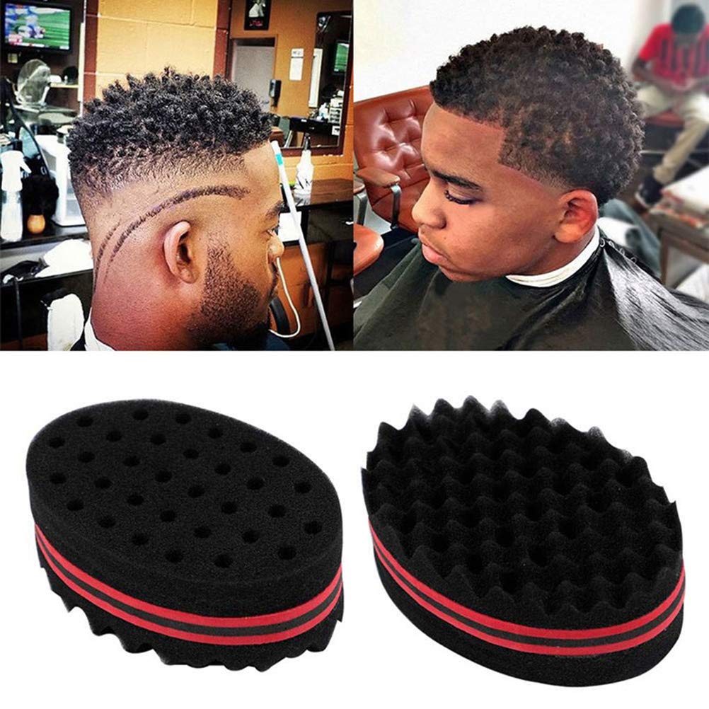 Esponja de pelo para rizos, 2 unidades, para hombres, mujeres, niños, peluquería, cepillo de pelo afro rizado, herramienta para el cuidado del cabello (como se muestra)