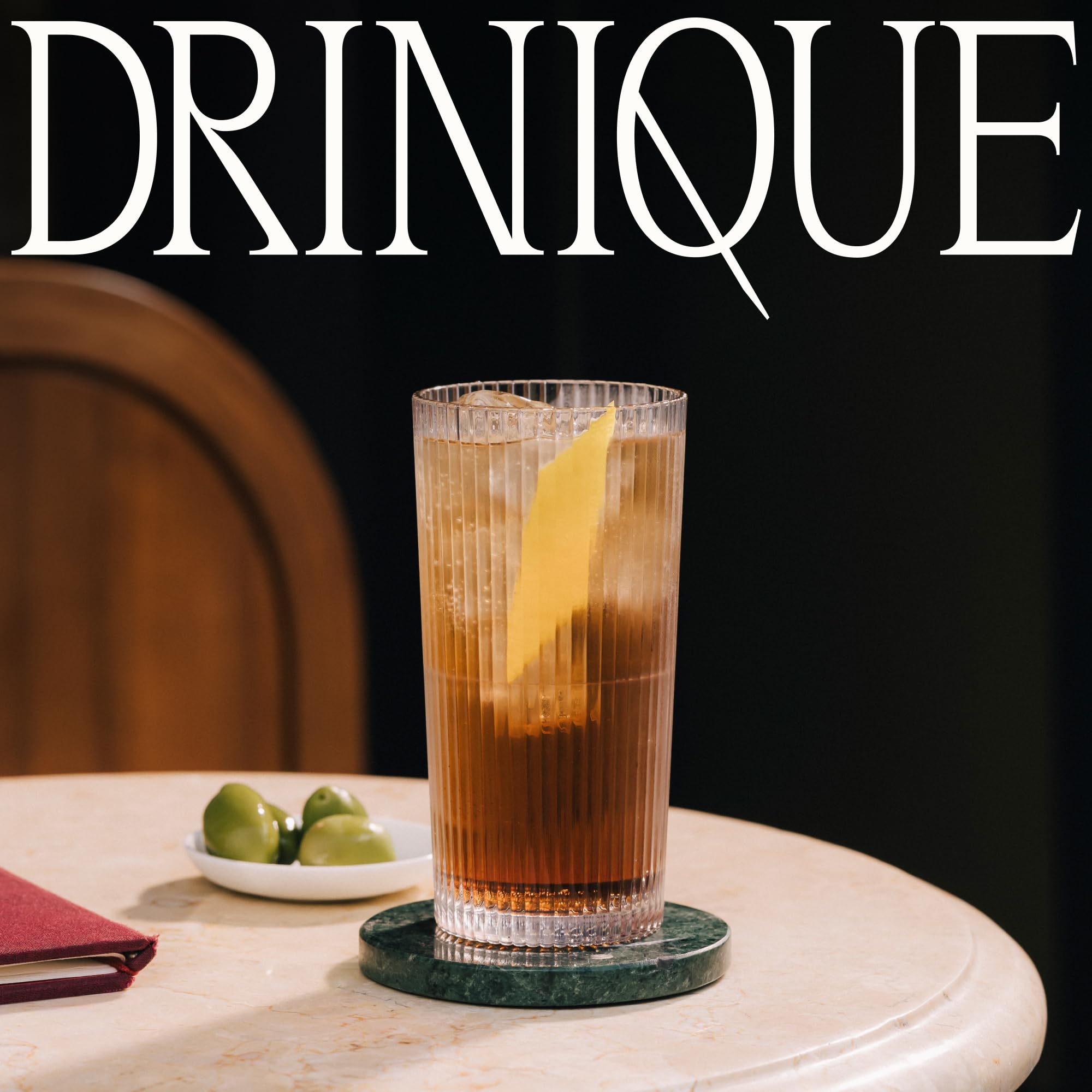 Drinique Unzerbrechliche Collins Trinkgläser, 340 ml hoch, transparent, 4 Stück | Bruchsichere Tritan-Trinkgläser, wiederverwendbar, BPA-frei, spülmaschinen- und mikrowellengeeignet, hergestellt in den USA