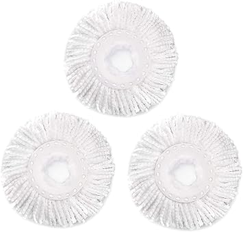 3 Pack Spin Mop Replacement Head for Hurrica, Mopnad, Cassabel and Other 360 Spin Mop Systems, Microfiber Spin Mop Refills 3pc-White
