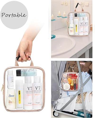 Miniatura 3 de Relavel Bolsa de aseo aprobada por la Tsa, bolsa de maquillaje transparente, bolsa de viaje para artículos de tocador con cremallera, bolsa pequeña