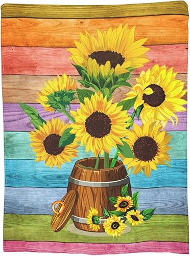 Miniatura 8 de Manta suave y cálida de franela de forro polar, regalo para decoración del hogar, silla, sofá, girasol, 50 x 40 pulgadas