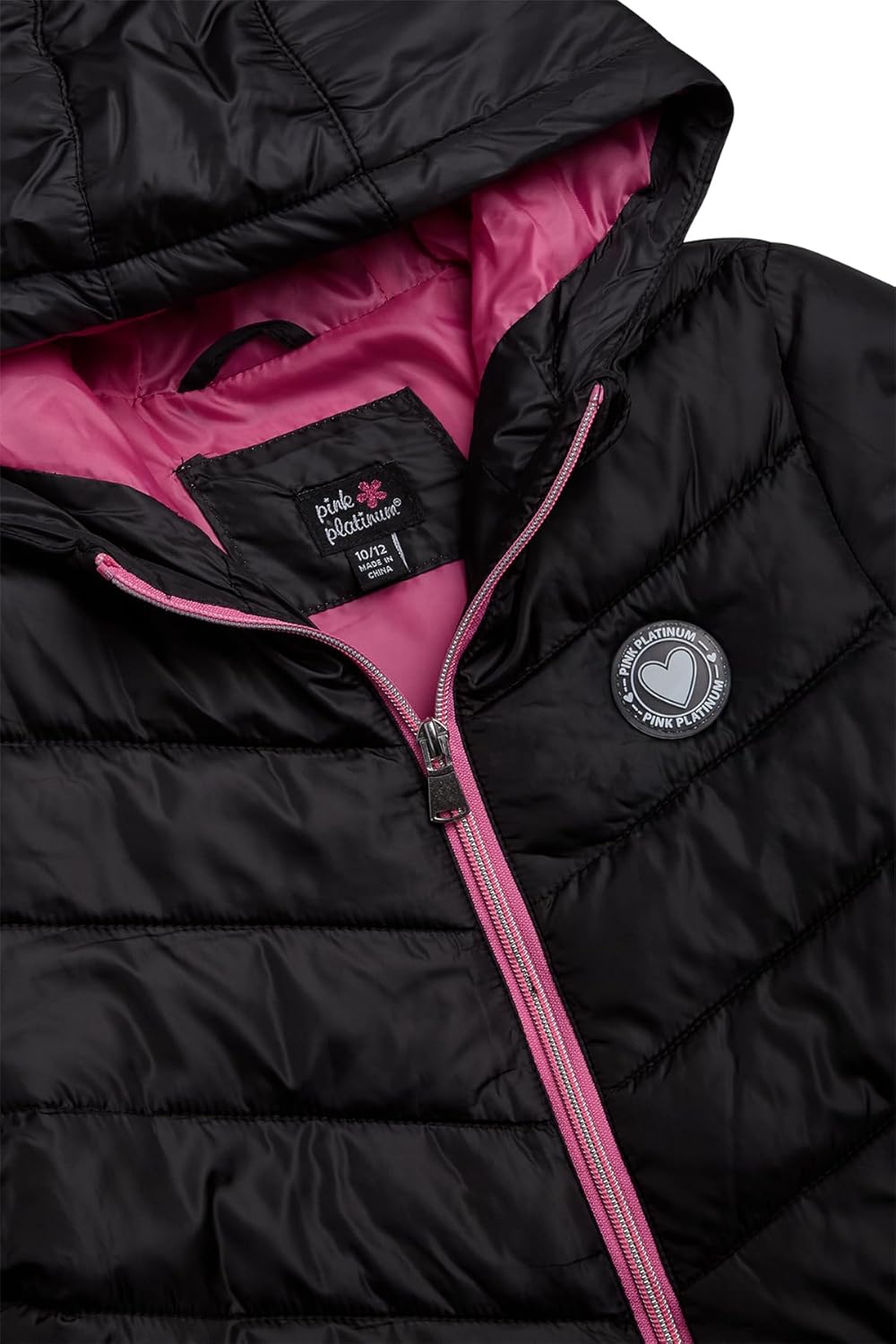 Pink Platinum Girls Puffer Jacket - Full Zip Up Quilted Jacket Hooded Winter Coat - Warm Snow Jackets for Girls - Image 2