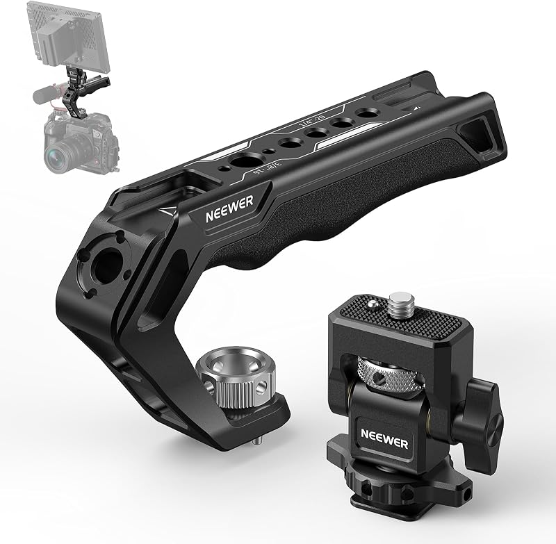 CA007+MA006 Juego de montaje de mango superior y monitor, negro, compatible con monitor de campo de 5" y 7", jaula de cámara y cardán, ubicación ARRI de 3/8"+ zapata fría, capacidad de carga de 22 lb