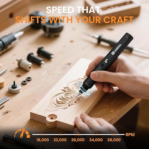 Miniatura 11 de HARDELL Bolígrafo de grabado, herramienta de grabado inalámbrica con 37000 RPM, grabador de metal recargable por USB para artistas y bricolaje, Negro