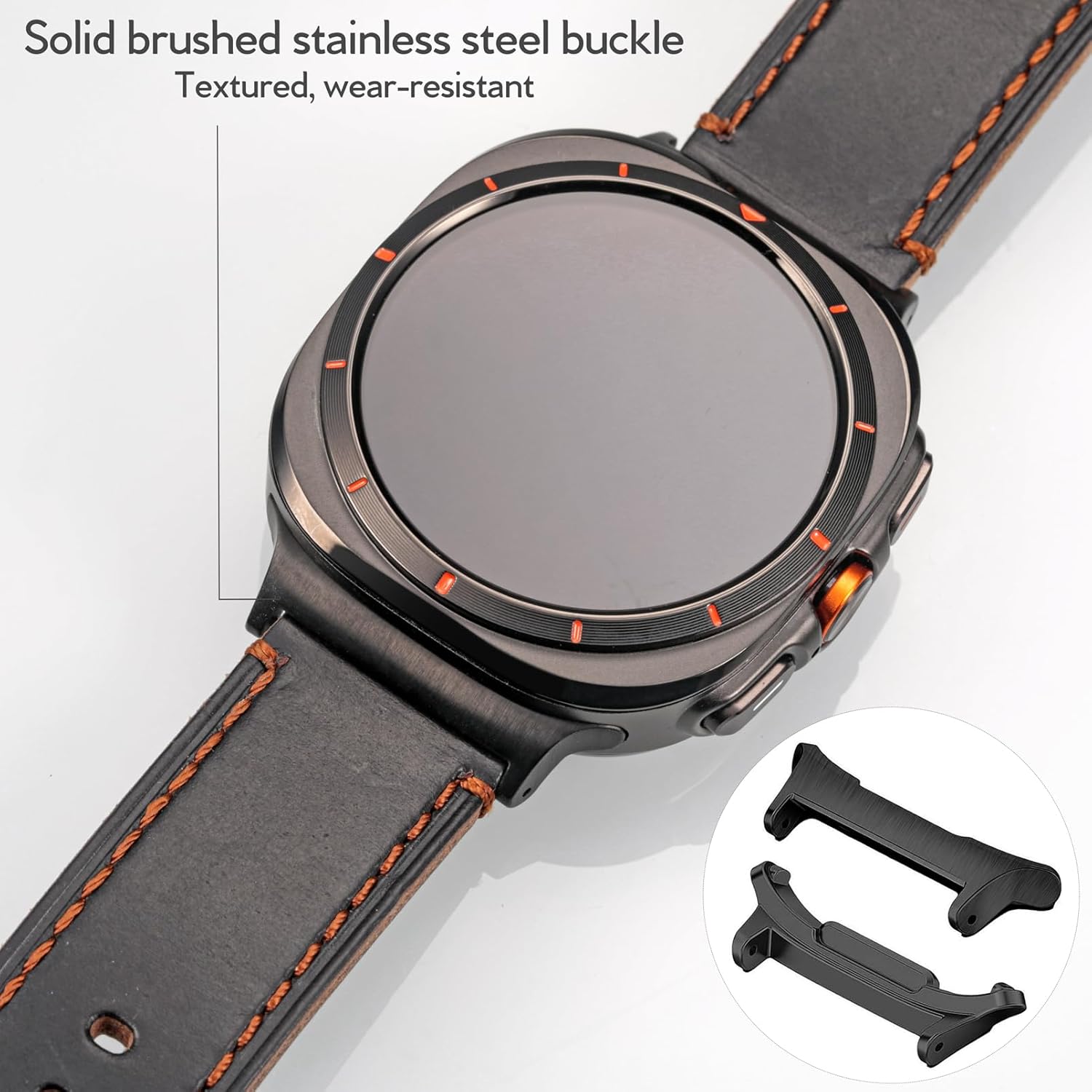 Compatible with Samsung Galaxy Watch Ultra Bands (2025/2024),Vintage Horween Leather Wristband Replacement Strap for Galaxy Watch 7 Ultra Band 47mm/Watch 8 Ultra Men Women