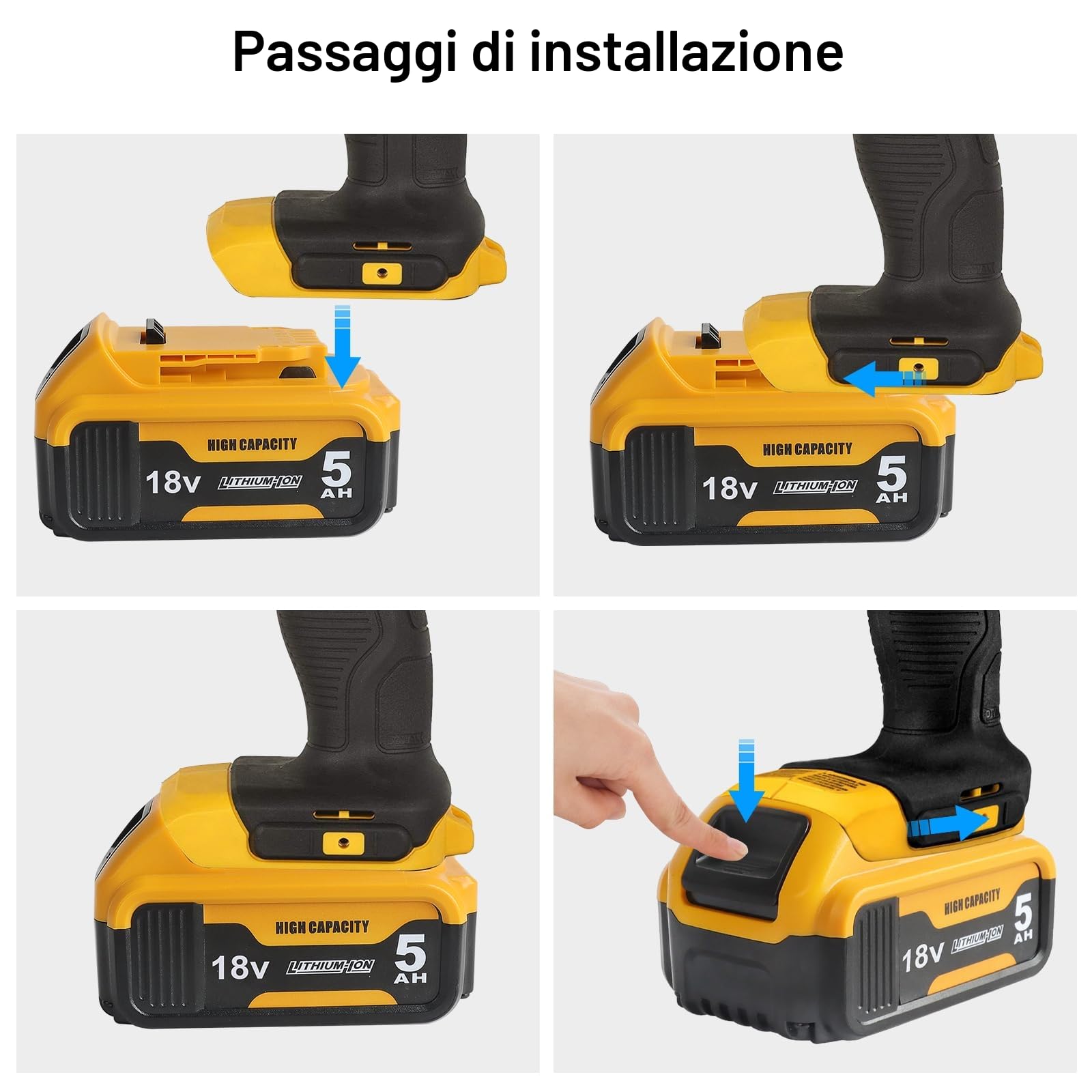 2X Waitley DCB184 5.0Ah Batteria per Dewalt 18V Batteria DCB184 DCB180 DCB181 DCB182 DCB200 DCB201 DCB204 Per Utensili Elettrici Senza Fili Serie 18V agli Ioni di Litio