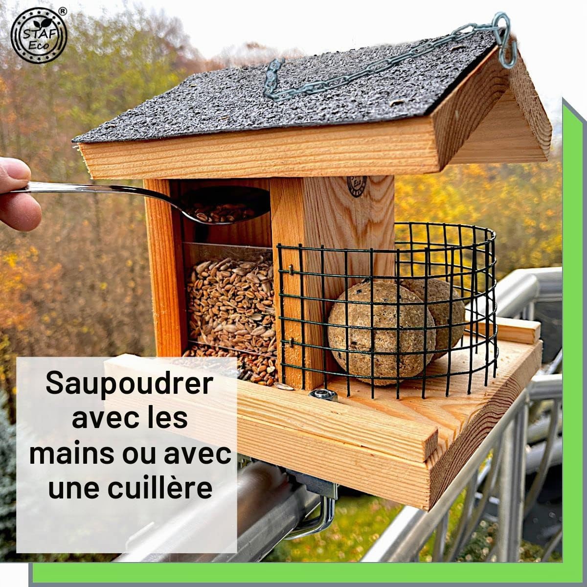 Mangeoire pour Oiseaux pour Balcon résistante aux intempéries Faite à la Main avec Support de Balcon, Taille de 30 à 60 mm À Suspendre Décoration Imperméable