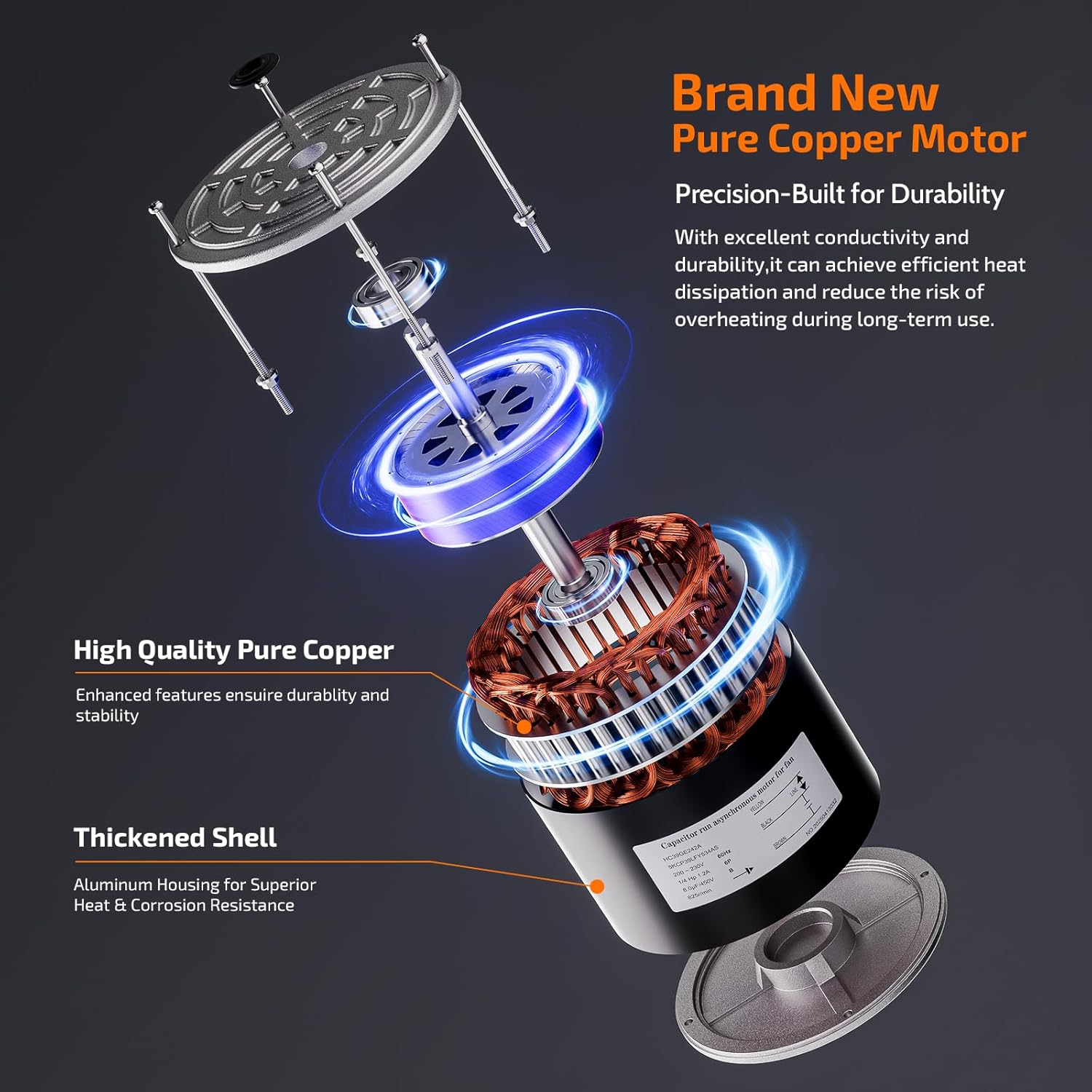 Condenser Fan Motor 5KCP39LFY534AS – Replacement for Model HC39GE242 HC39GE242A HB39GQ232 HB38GE242 – 1/4 HP 825 RPM 208-230V CW 48Y Frame – Compatible with Popular HVAC Systems