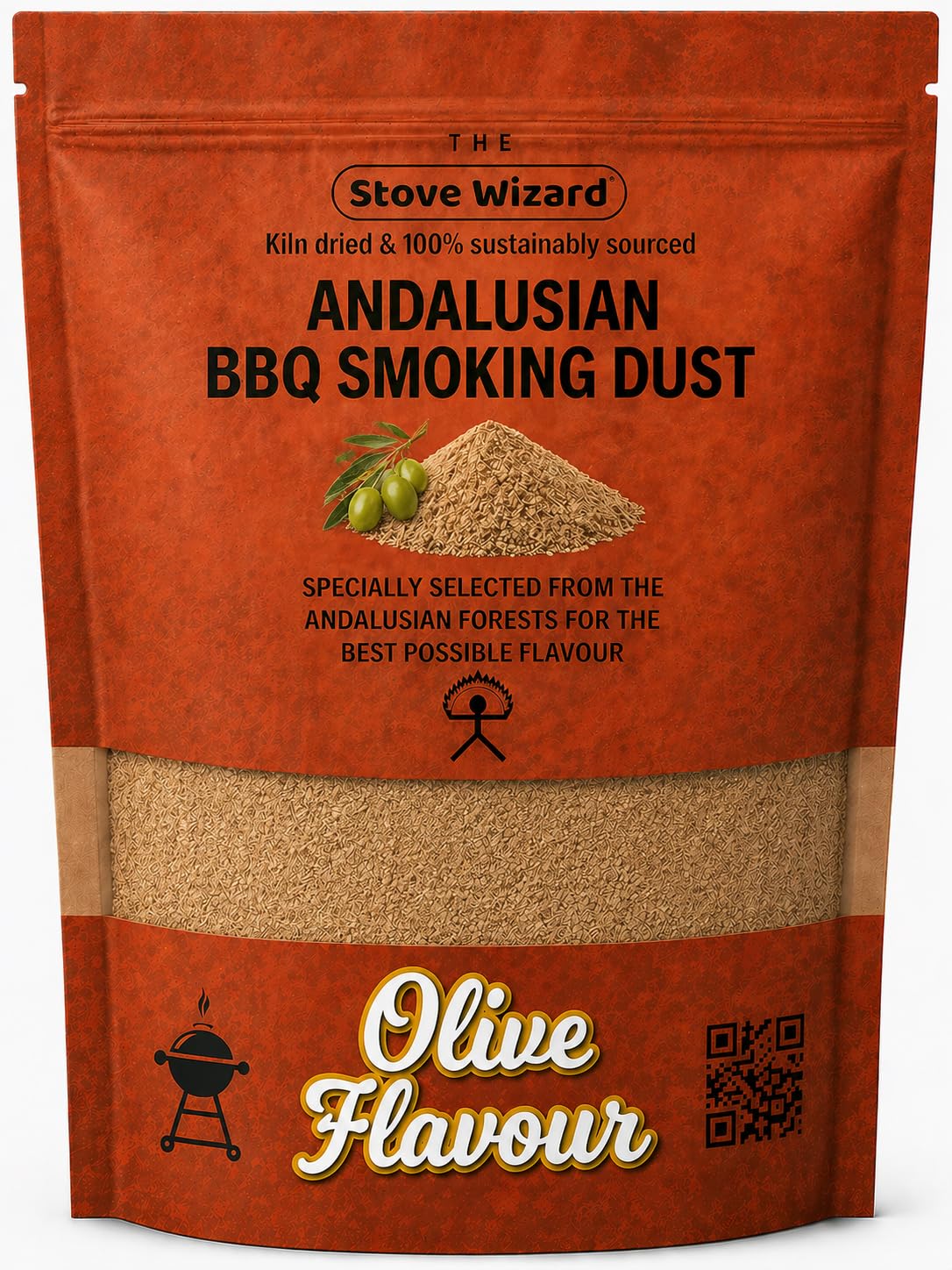 The Stove Wizard Olive Wood BBQ Smoker Smoking Dust 1.5 Litre Andalusian Artisan Premium Quality Natural Eco Friendly Wood Dust for Gas & Charcoal Grill Outdoor Cooking for Authentic BBQ Flavour
