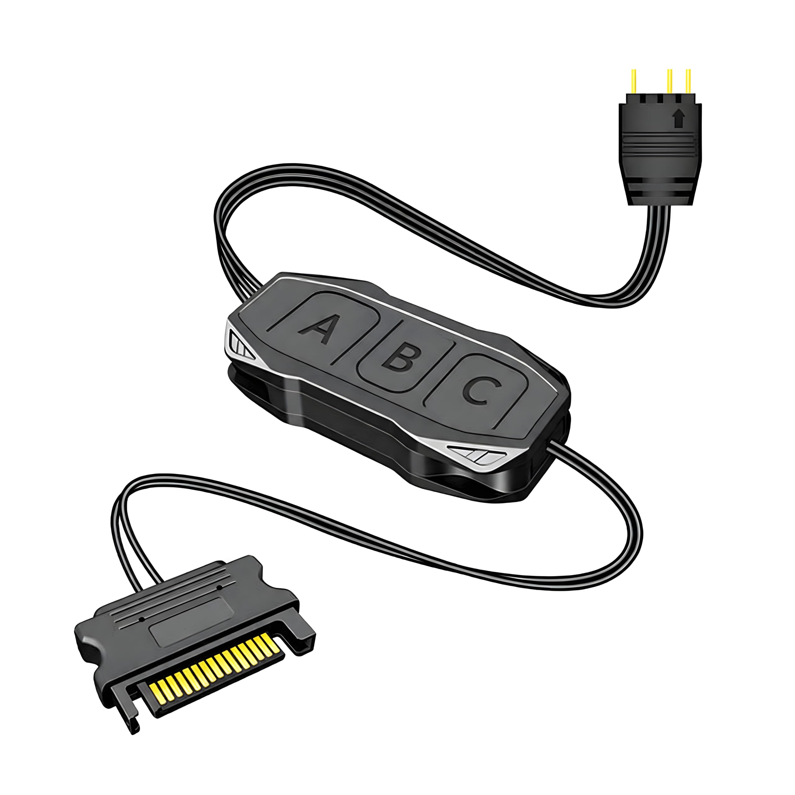 ARGB Controller 5V 3-Pin RGB Controller with Built-In Lighting Modes, SATA Power Supply, Remote Button Control for ARGB Fans, Light Strips, Lighting Boards Black-image-18