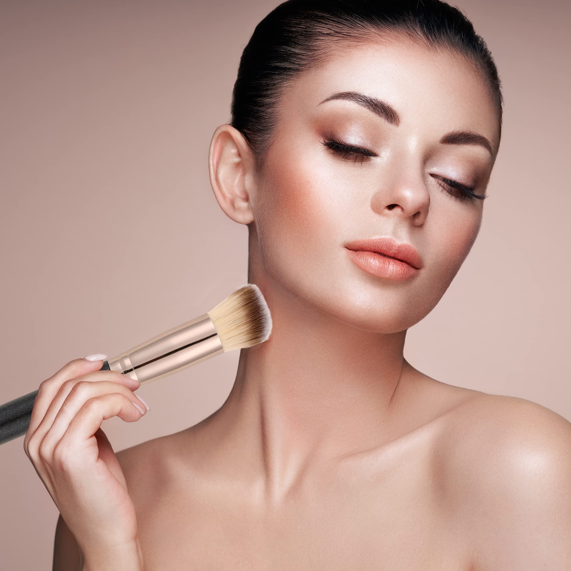 Pennello Fondotinta Liquido, 3 Pezzi Pennello Correttore Viso Blush Make Up Contouring, Perfetto Per Qualsiasi Look, Funziona Con Liquidi, Smalti, Creme, Modellanti, Fard e Ciprie Fissanti